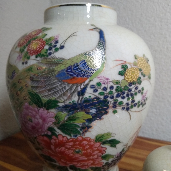 Satsuma Art Vintage Satsuma Golden Peacock Vase Poshmark